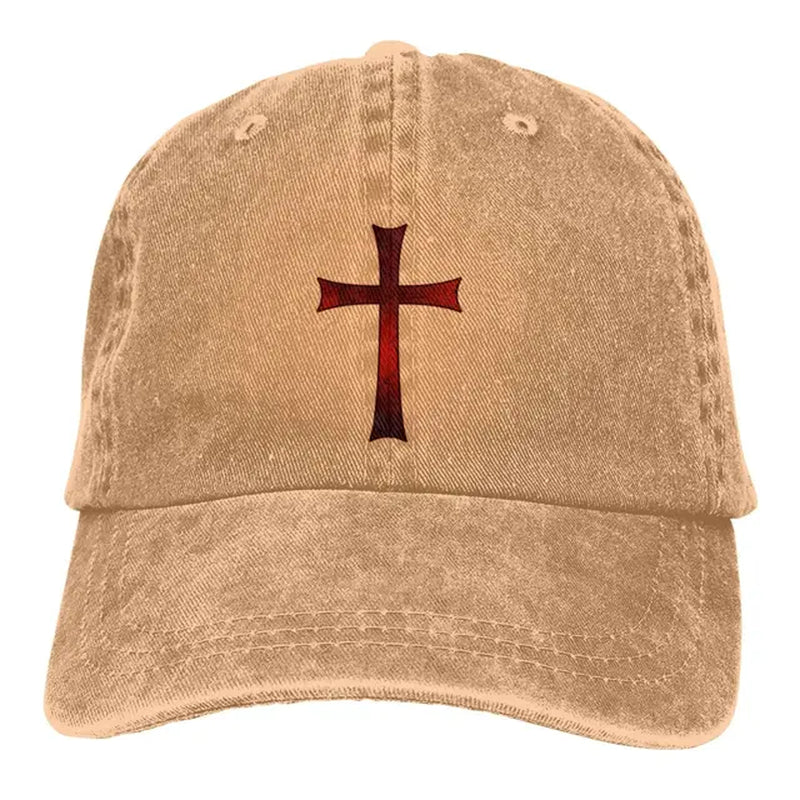 Men'S Baseball Cap an Old Red Cracked Christian Crusader Knight Templar Trucker Snapback Caps Dad Hat Jesus God Cross Golf Hats