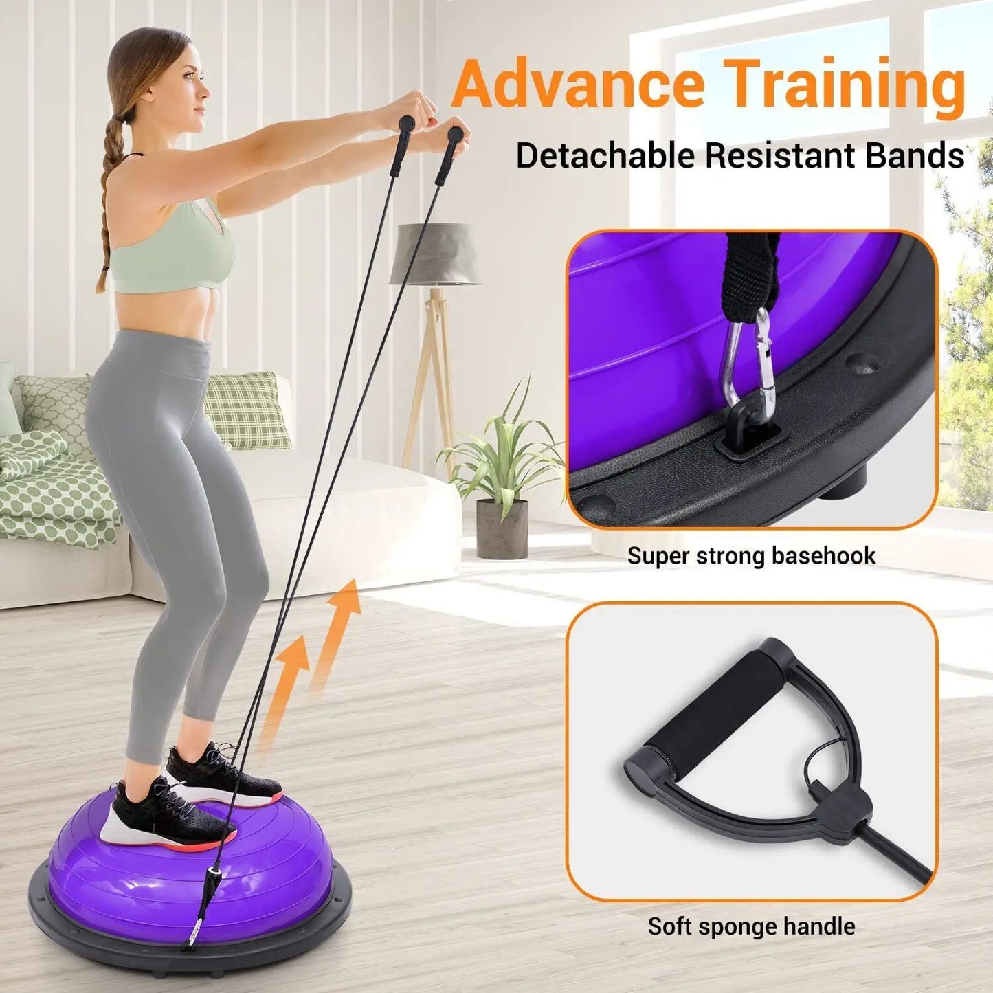 Sportneer Half Balance Ball Balance Board with Resistance Bands Balance Trainer