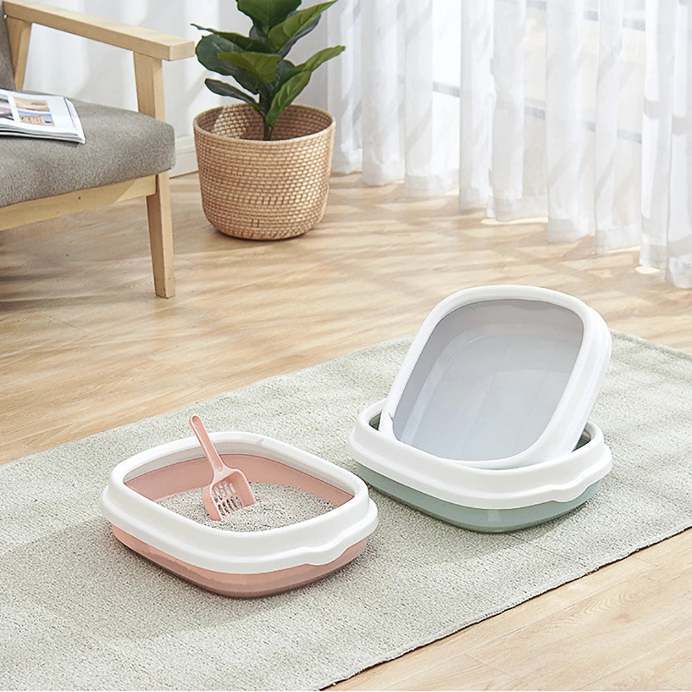 Cat Litter Box Pet Toilet Bedpan Kitten Dog Tray with Scoop 1 Set Excrement Training Sand Boxes Anti-Splash