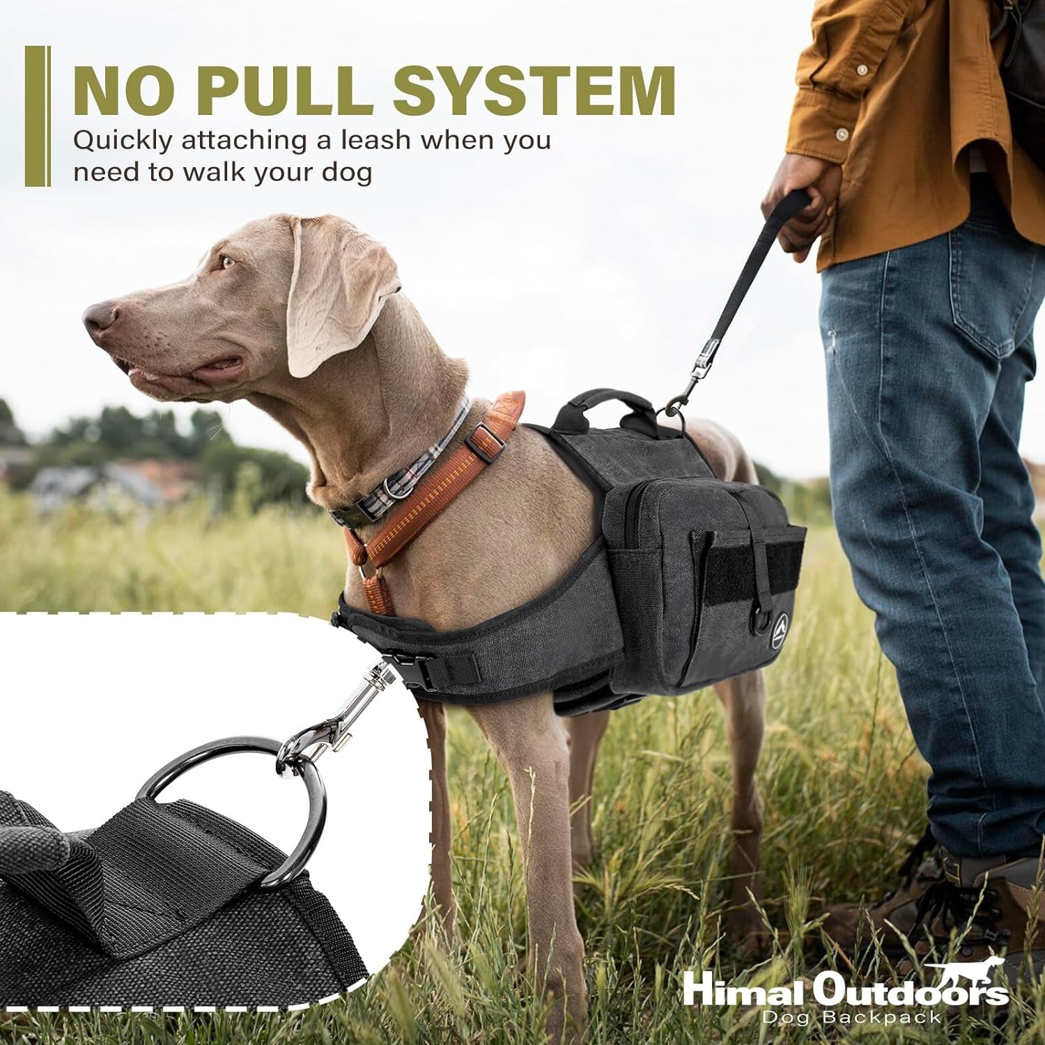 Dog Backpack, Dog Hiking Backpack, Hound Saddle Bag for Large Dog with Side Pockets & Adjustable Strap