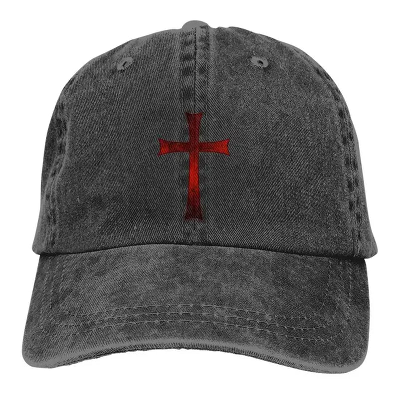 Men'S Baseball Cap an Old Red Cracked Christian Crusader Knight Templar Trucker Snapback Caps Dad Hat Jesus God Cross Golf Hats