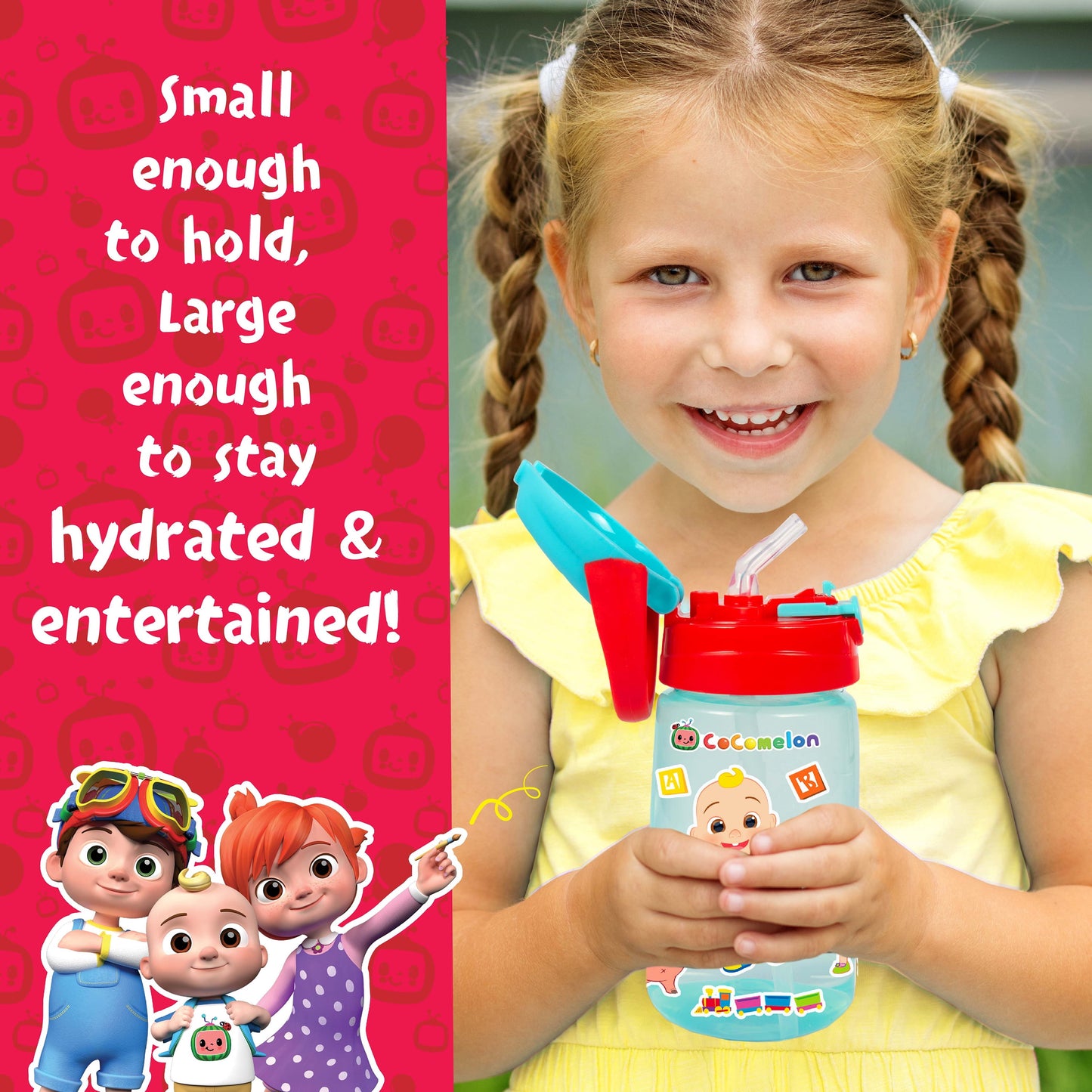 Cocomelon Decorate Your Own Water Bottle by  - BPA Free Toddler Water Bottle with 4 Sheets of Customized Stickers - DIY Arts and Crafts - Easy to Grip Durable Gift for Boys & Girls Age 3+