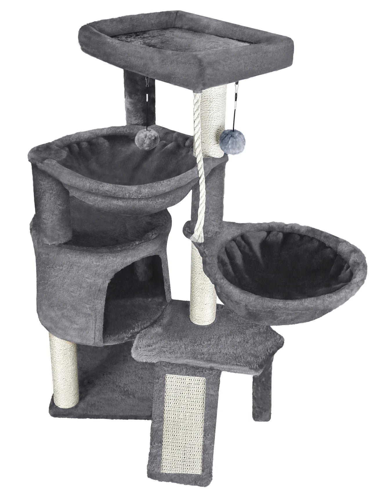 Cat Tree Cat Tower with Scratching Posts, Activity Centre Climbing Tree Cat Furniture with Cat Condo and Two Hammocks, Grey