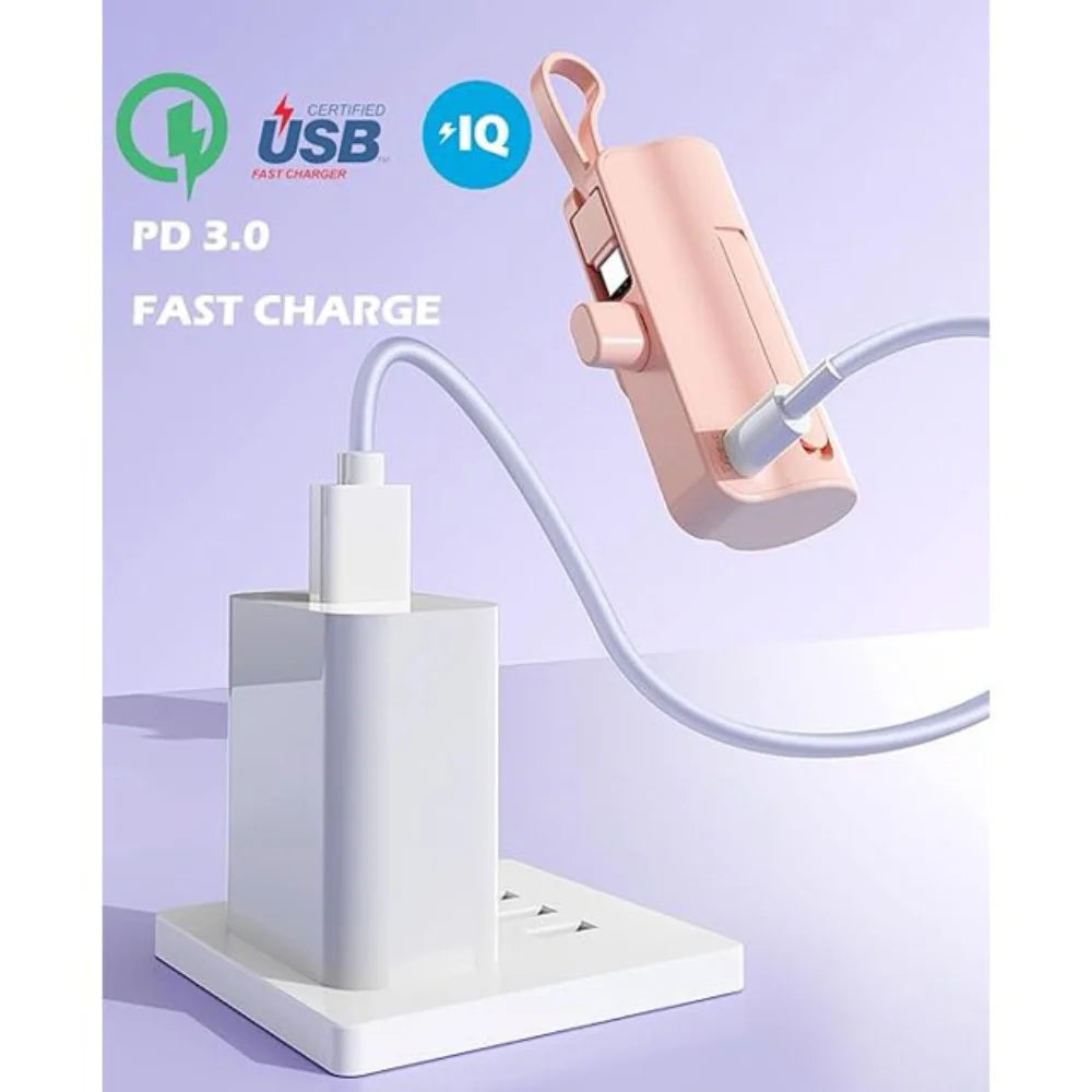 Mini Power Bank,Capsule Power Phone Charger 5500Mah,Portable Charger with Dual USB-C Ports for Iphone 15/15 Plus/15 Pro/15 Pro Max/Android Phone/Samsung/Moto/Lg Etc (White)