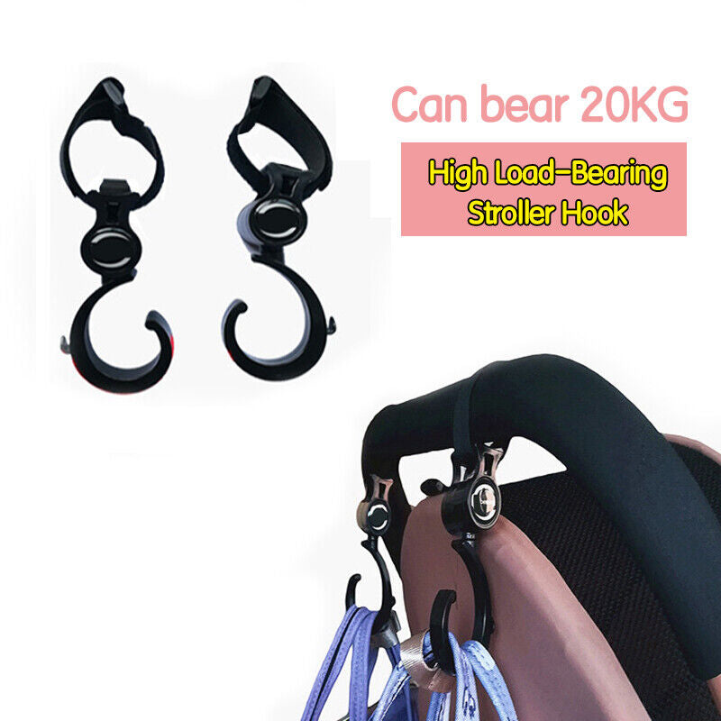 2Pcs/Lot Baby Hanger Bag Stroller Hooks Pram Rotate 360 Cart Hook Accessories