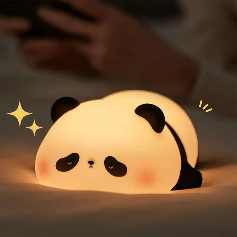 LED Night Lights Cute Sheep Panda Rabbit Silicone Lamp USB Rechargeable Timing Bedside Decor Kids Baby Nightlight Birthday Gift