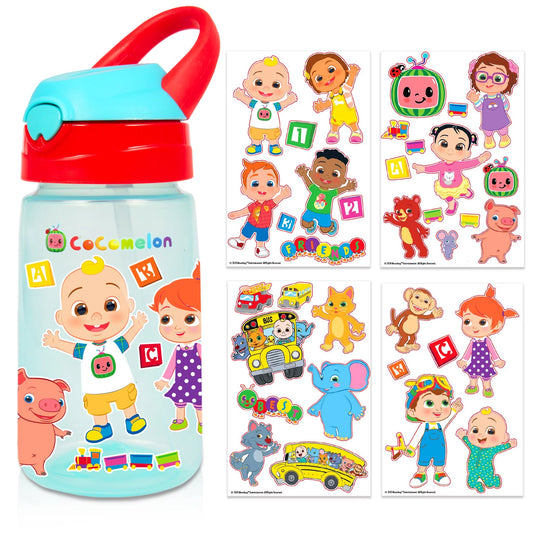 Cocomelon Decorate Your Own Water Bottle by  - BPA Free Toddler Water Bottle with 4 Sheets of Customized Stickers - DIY Arts and Crafts - Easy to Grip Durable Gift for Boys & Girls Age 3+