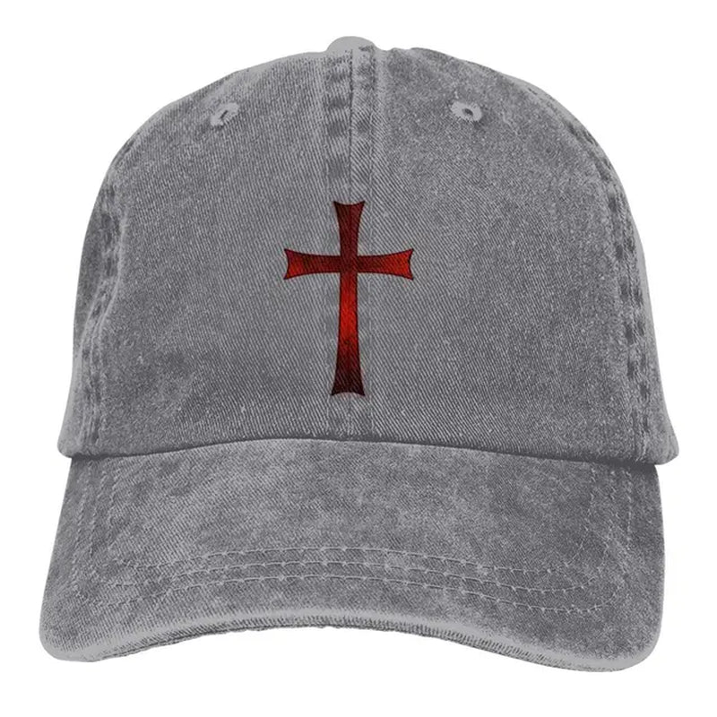 Men'S Baseball Cap an Old Red Cracked Christian Crusader Knight Templar Trucker Snapback Caps Dad Hat Jesus God Cross Golf Hats