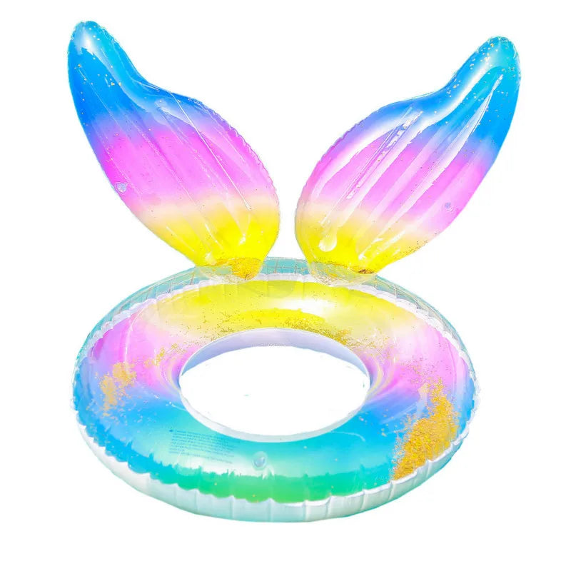 Inflatable Mermaid Swim Ring Pool Inflatable Toys Womnen Crown Swimming Ring Rainbow Inflatable Pool Float Water Fun Mattress