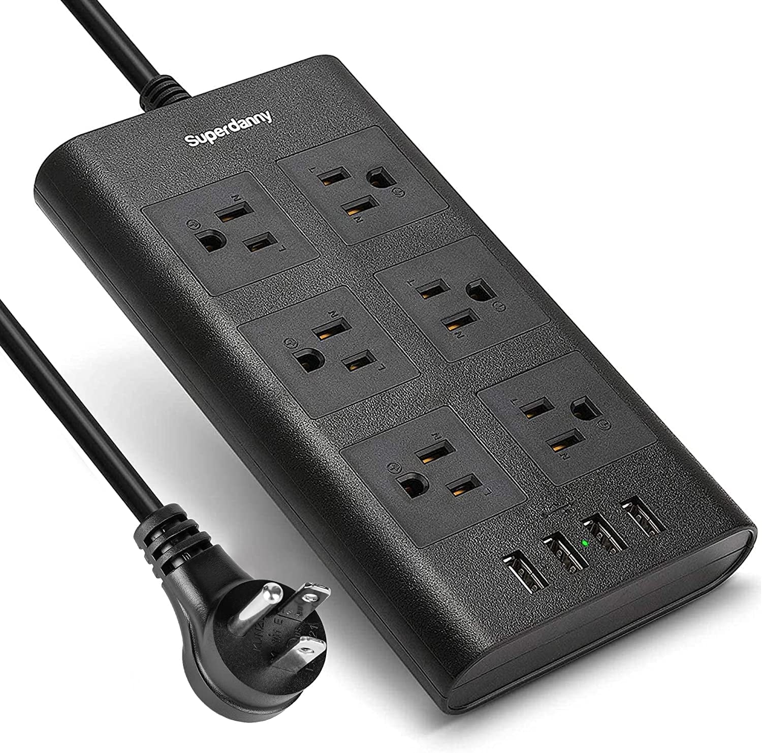 6 Outlets Surge Protector Power Strip with 4 USB Ports, 14AWG 9.8Ft Extension Cord, White