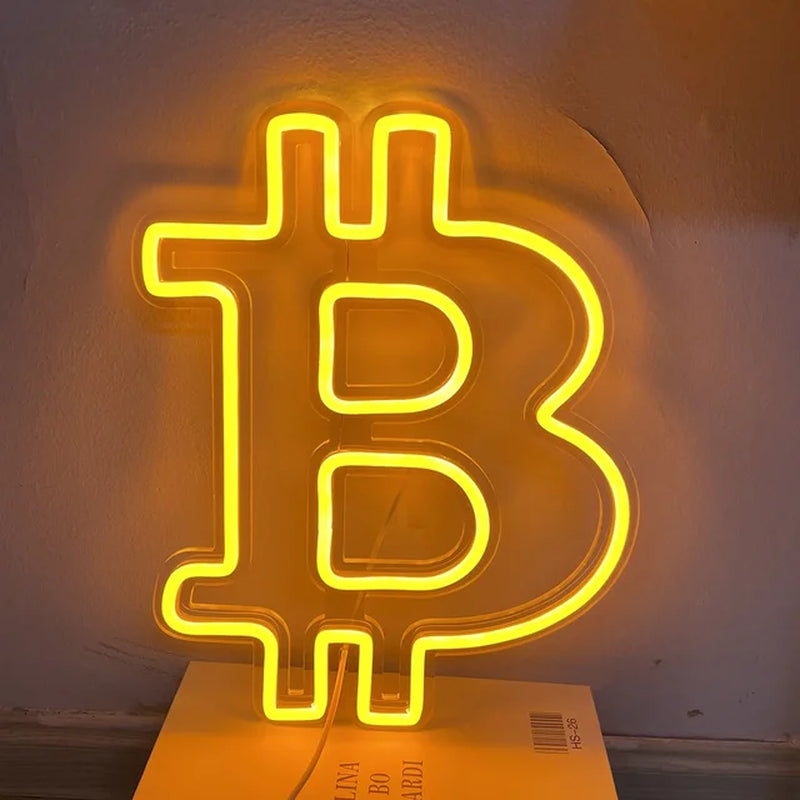 Bitcoin Neon Sign Custom Led Neon Neon for Home Bar Shop Wall Decor Bitcoin Art Signs Trader Wall Decor Man Cave Bar Sign