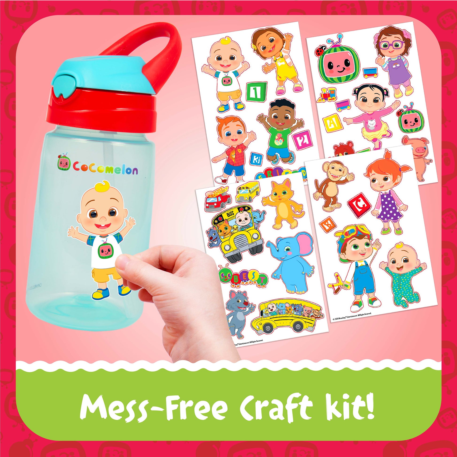 Cocomelon Decorate Your Own Water Bottle by  - BPA Free Toddler Water Bottle with 4 Sheets of Customized Stickers - DIY Arts and Crafts - Easy to Grip Durable Gift for Boys & Girls Age 3+